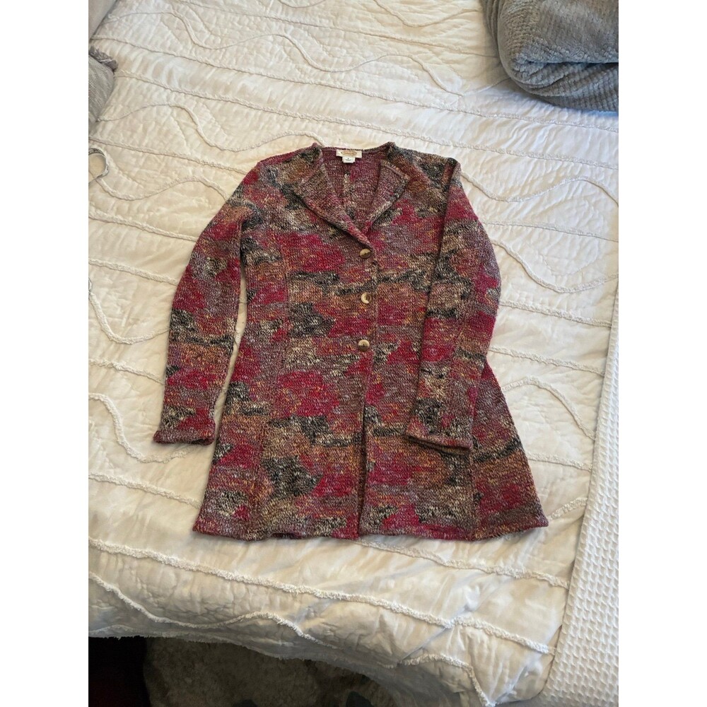 Talbots Sweater Cardigan Wool Blend Chunky Knit Button Front Womens Size Small
